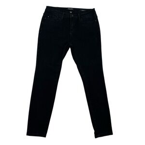 Judy Blue Stretch Collage Minimalist Skinny Fit Mid Rise Black Denim Jeans Sz 11